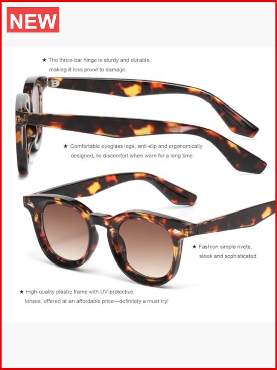 Round Sunglasses UV400 Protection Plastic Frame Unisex main image 4